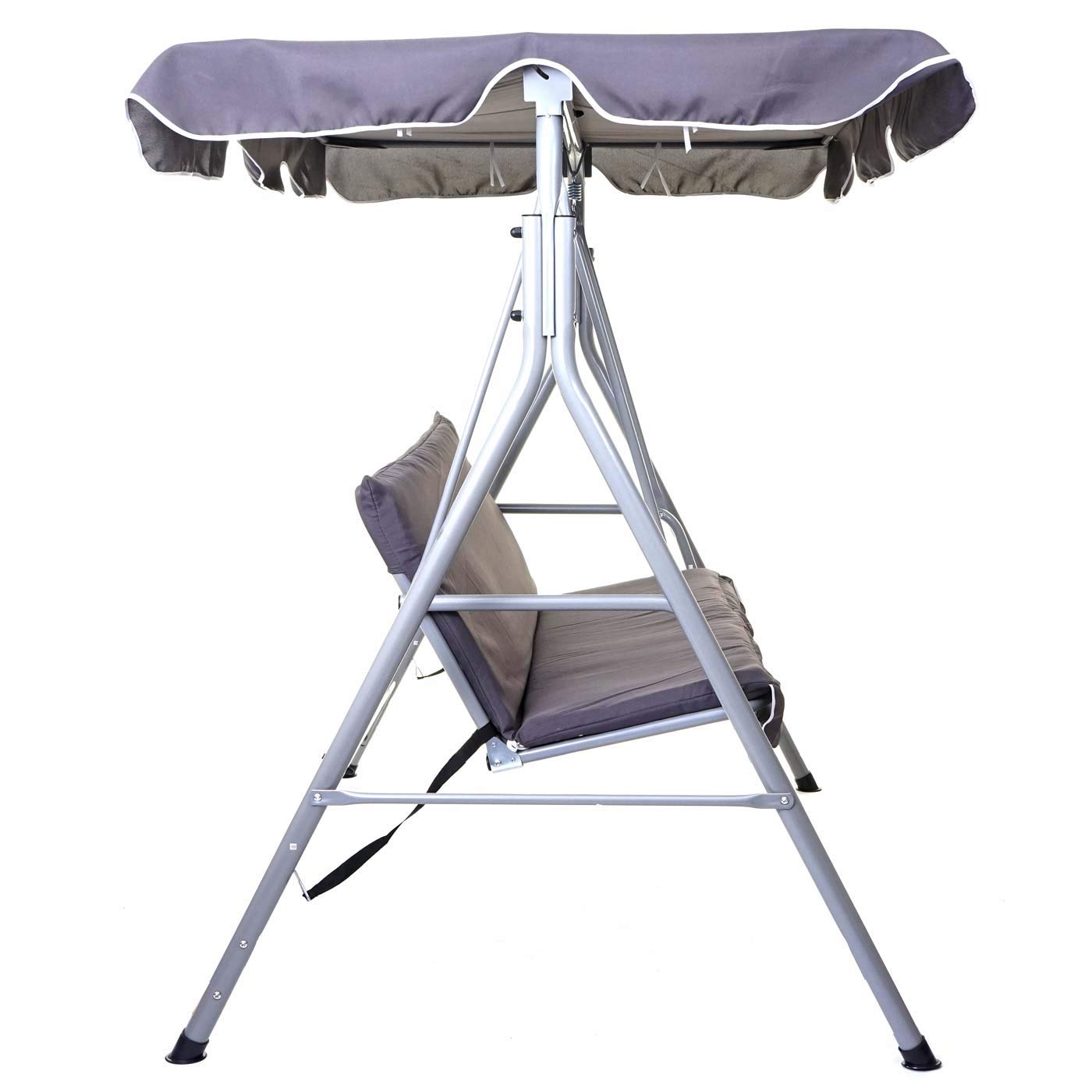 Mendler Hollywoodschaukel HWC-D61, Gartenschaukel Hängeschaukel Banco, de 3 plazas UV 50+ verstellbares Techo 197x185 cm, Gris Oscuro