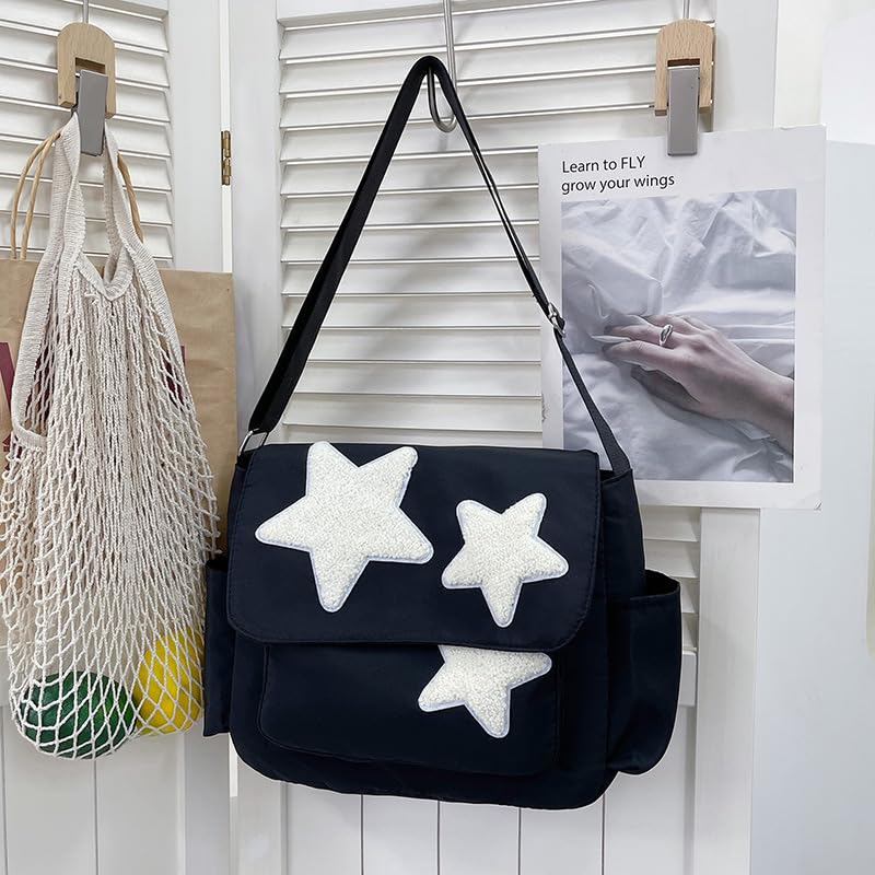 Cute Messenger Bag with Star Cute Coin Purse and y2k keychain,Y2K Star Grunge Bag Shoulder Tote Purse.Tote Book Bag3