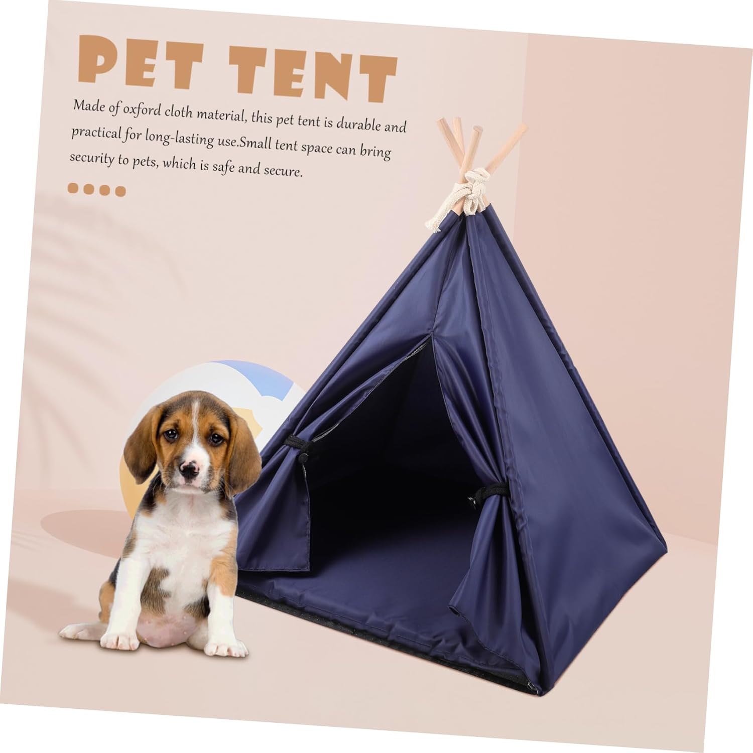BESPORTBLE Pet Teepee Tent for Dogs and Cats Portable Indoor Outdoor Dog House Bed with Stable Structure Cozy Small Space for Secure Rest and Play Washable Oxford for Medium Small Pets