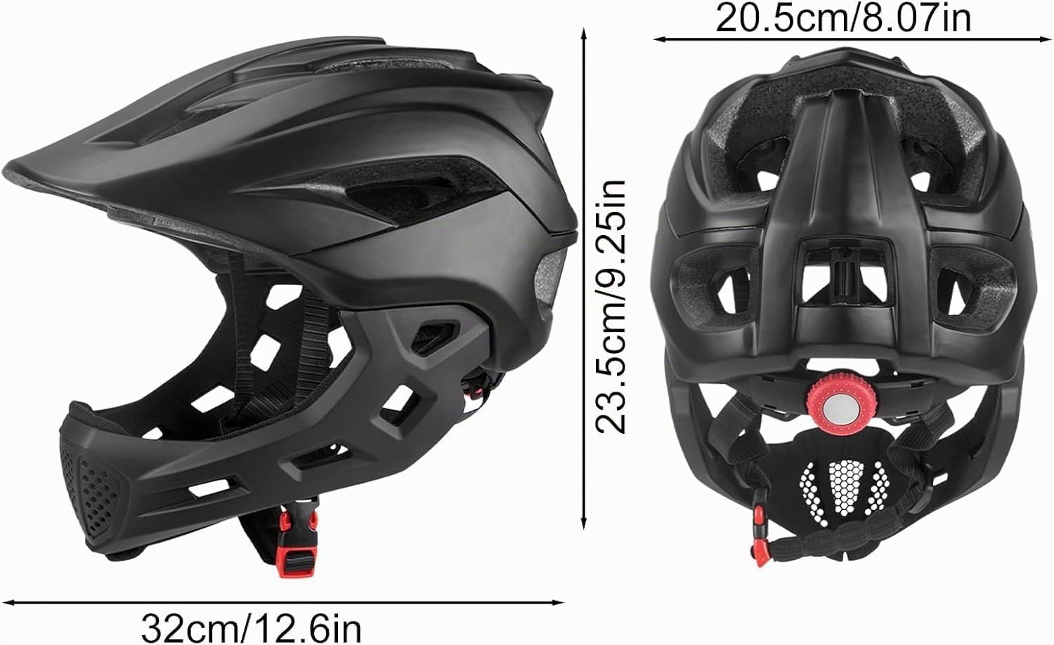 2-in-1 Kinder-Fahrradhelm mit Kinnschutz - Skateboard und Fahrradhelme, Leichter Mountainbike -Helm Abnehmbar, für, BMX, Dirtbike (Schwarz)
