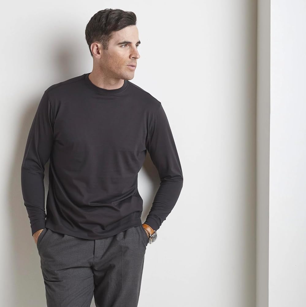 トップス MILITARYRIBOVERSIZED OPENED BACK L/S TEE Men's Open-Back Adaptive Polo Shirt with Zip - Black SMA at