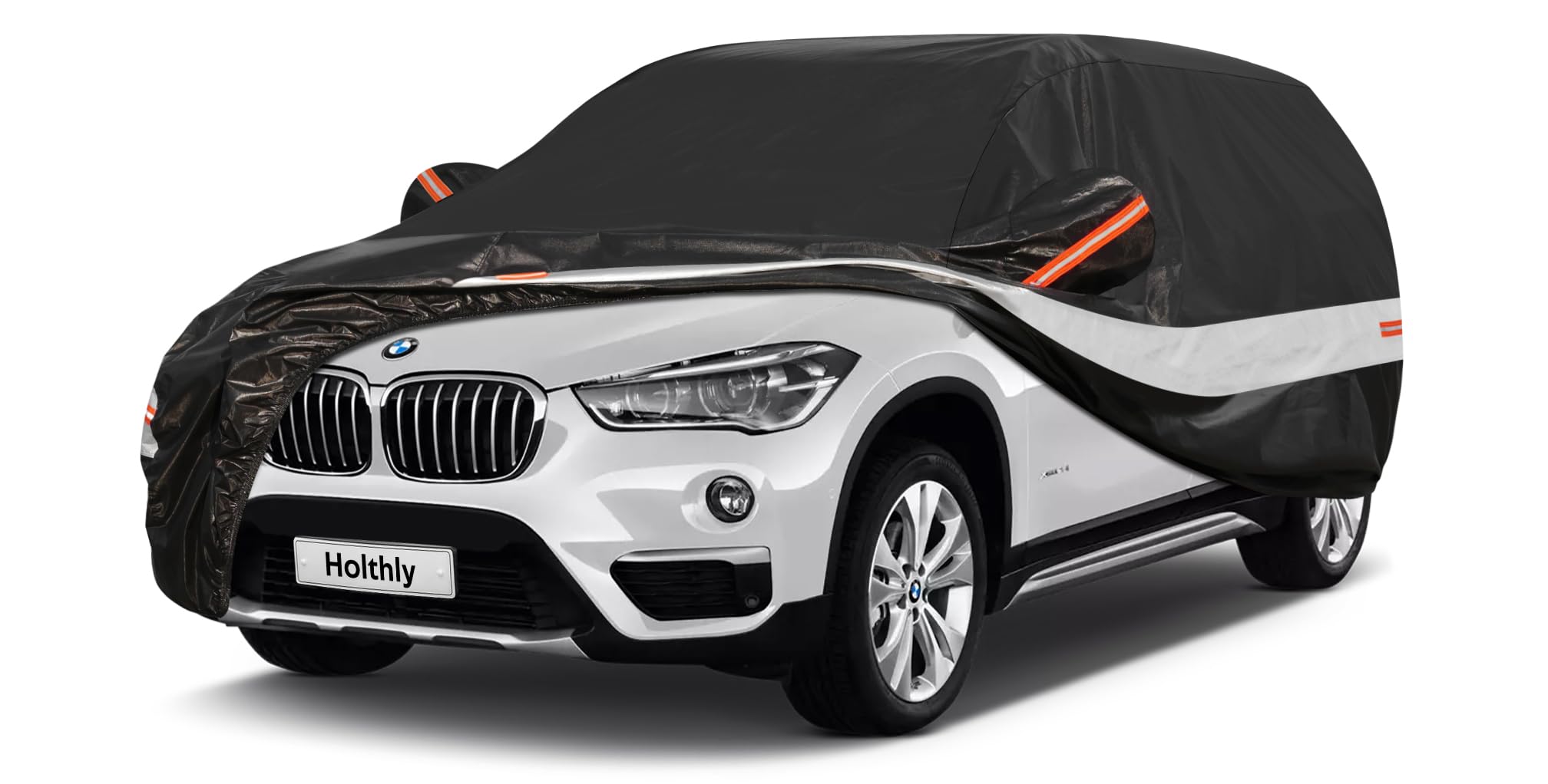 Holthly Funda Coche SUV Exterior de 10 Capas, Cubierta Coche 4x4 Impermeable, Cubre Coche Protector de Sol, Capa para Carro Apto para Renault Duster,Hyundai Tucson,Audi Q3 Q4,BMW X1,etc. C10 Negro
