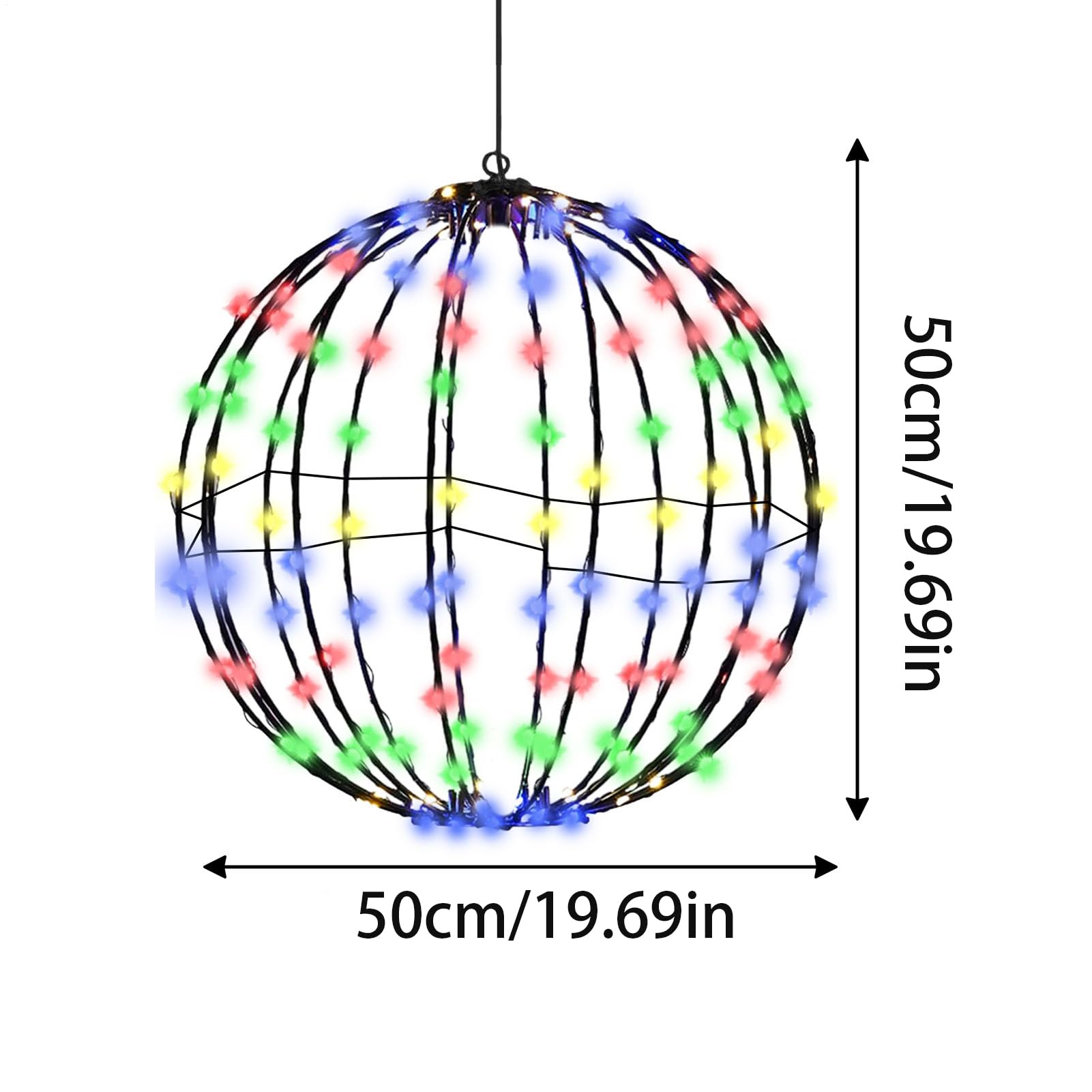 LED-Weihnachtskugel-, faltbare Kugel-Ornamente, LED-Beleuchtungsdesign, bunte, festliche Hängedekorationen, Verwendung für, Terrasse, Bäume, drinnen und draußen, Weihnachtszubehör