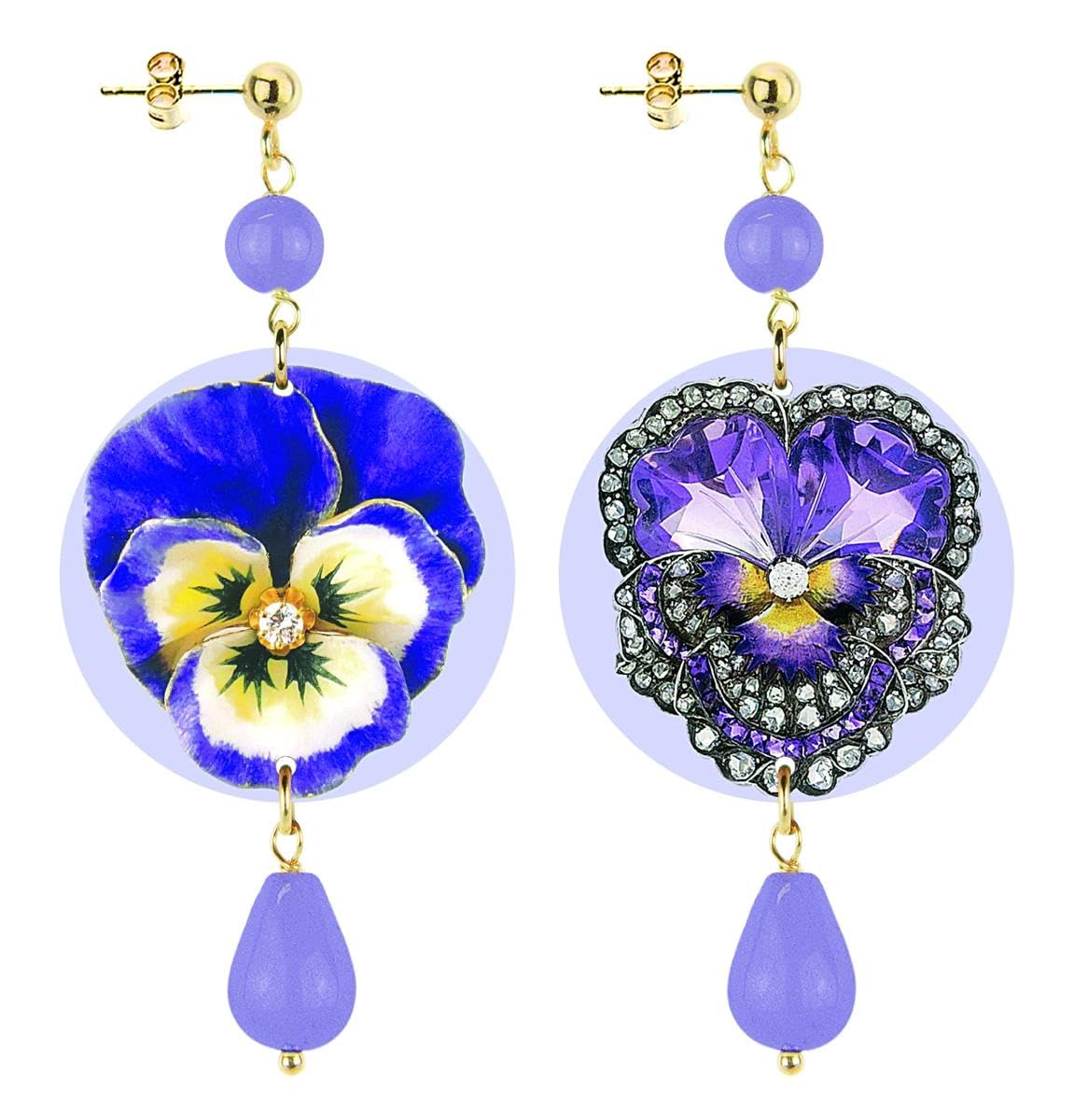 Collezione The Circle Piccolo Panse Orecchini da Donna in Ottone Pietra Lilla