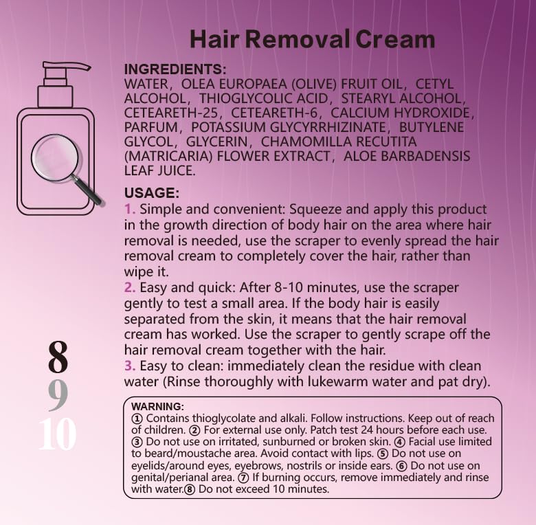 Hair Removal Cream for Body, Legs, Arms, Underarms & Bikini Line, 5.07 Fl Oz / 150 mL