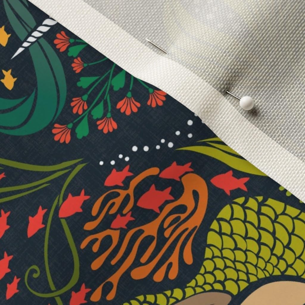 Spoonflower Fabric - Mermaid Unicorn Horizontal Underwater Magic Mythical Ocean Printed on Upholstery Velvet Fabric Fat Quarter - Upholstery Home Decor Bottomweight Apparel