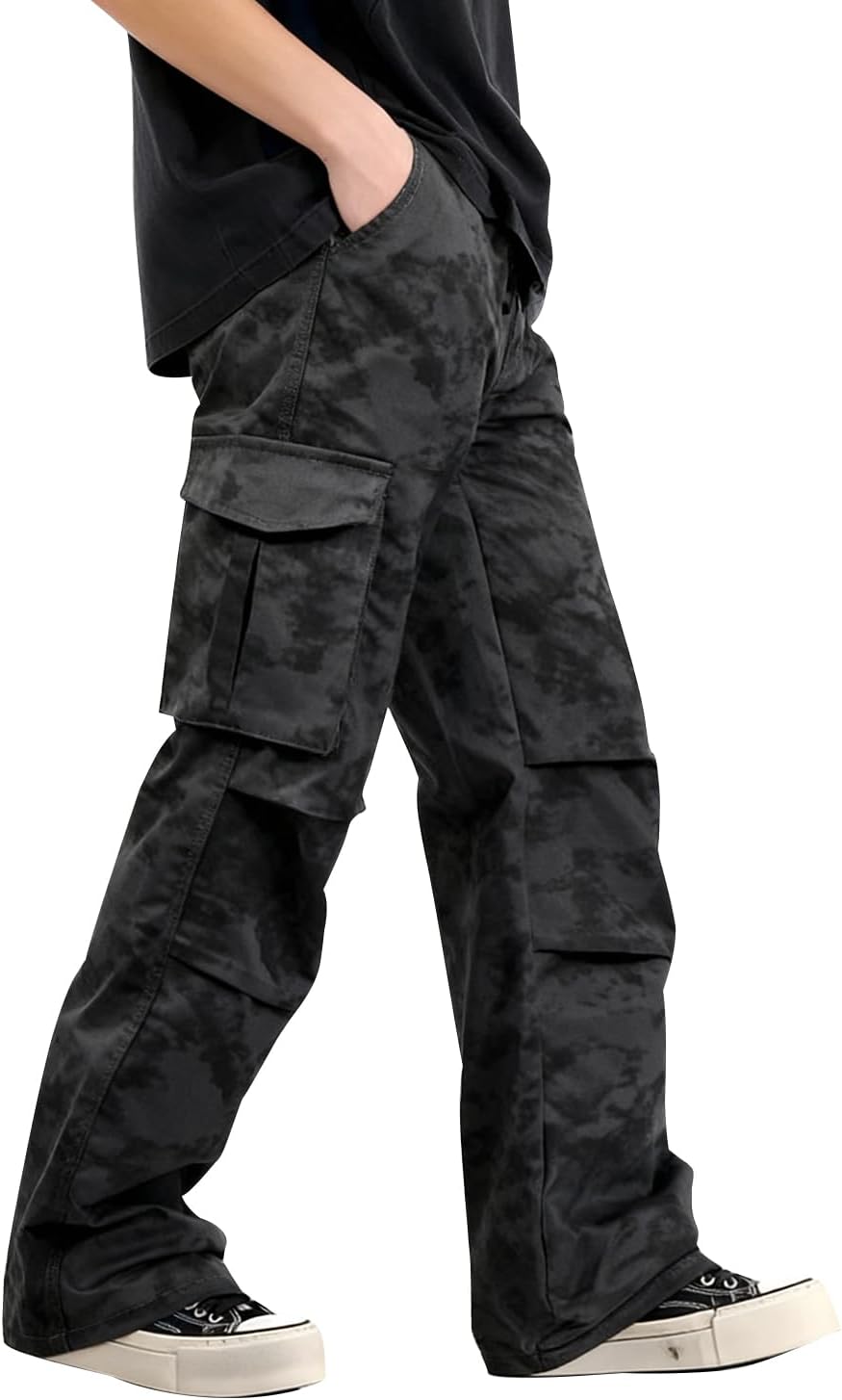 GINGTTO Baggy Cargo Pants Men Camo Wide Leg Fashion Y2K Loose Fit Streetwear Drawstring Stretch - Image 6