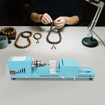 Mini Wood Lathe Milling Machine, Multi-Purpose Type Table Top Lathe Milling Machine, for Punching, Engraving, Sanding, Cutting, Rounding Woods Rosewood Linden Mahogany Blood Sandalwood Pear Walnut