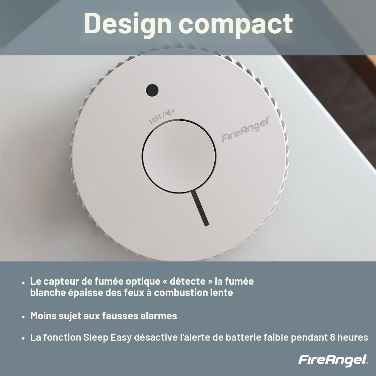 FireAngel Lot de 2 détecteurs de fumée optiques – FA6615-R – Détecteurs de fumée de 10 Ans pour la Maison avec Piles de 5 Ans – Détecteur de fumée – Alarme Incendie – Remplacement du ST-625