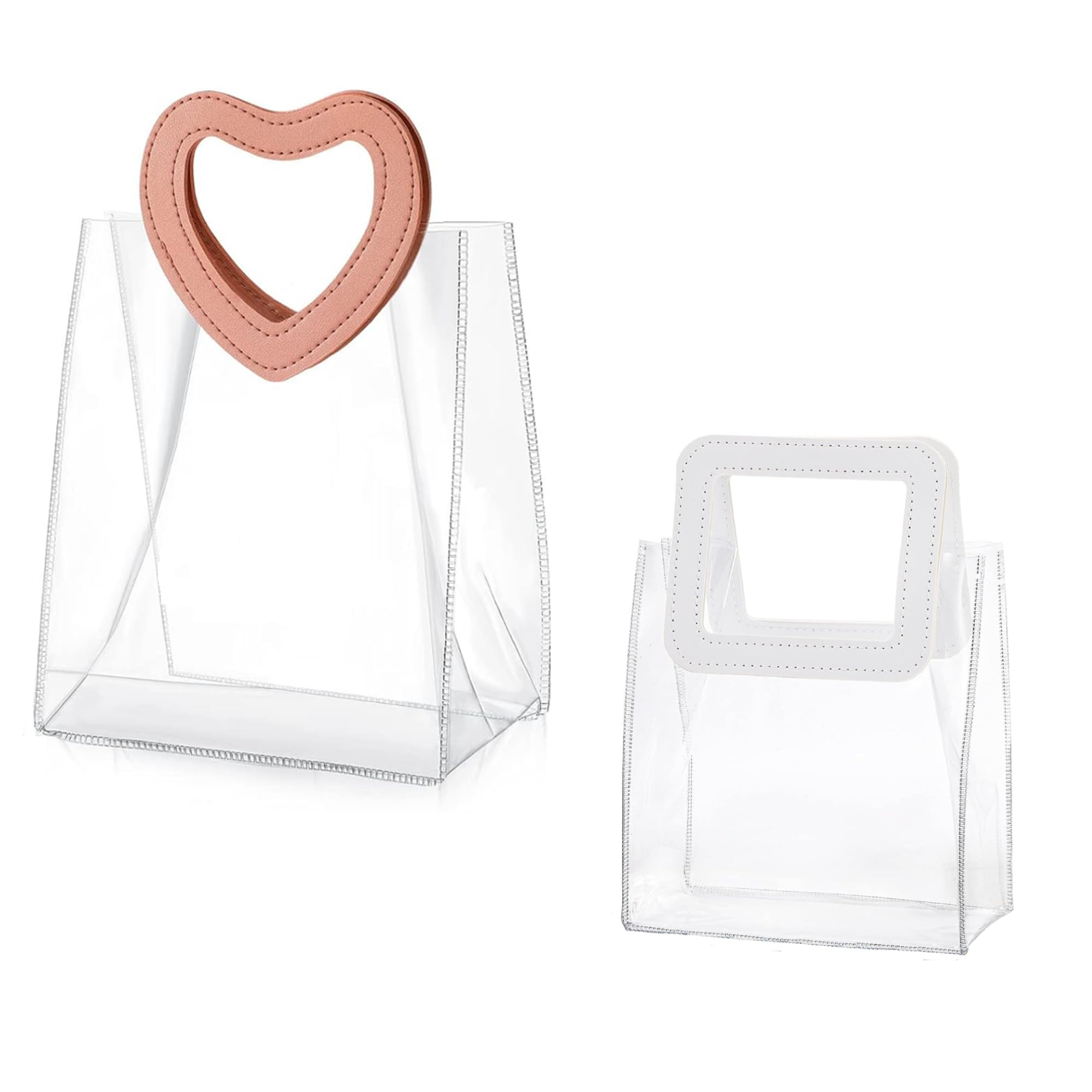 AIVER Polyvinylchloride Clear Gift Bags With White & Pink Handles Transparent Pvc Reusable Wrap Bags Small And Medium Tote Shopping Bags For Party Favor, Baby Shower, Wedding, Birthday Combo Pack (B0CVQWVHHM) Amazon Price History, Amazon Price Tracker