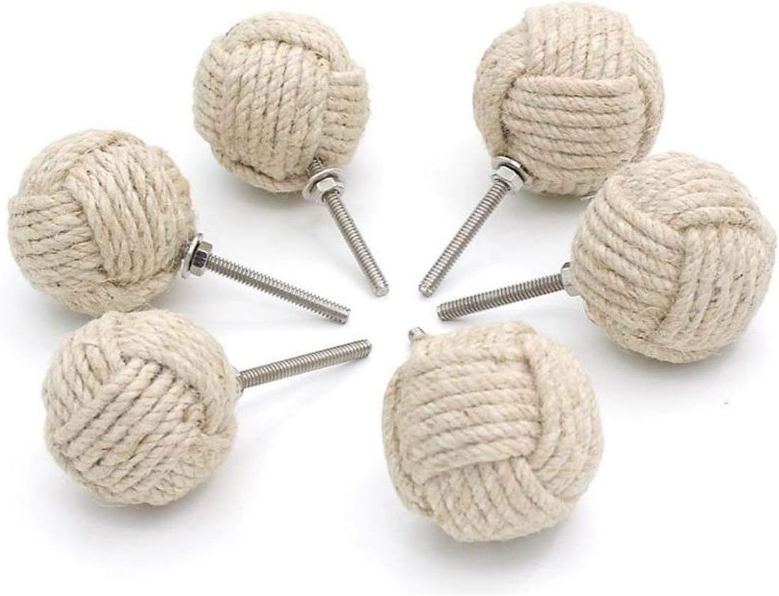 Safa Nautical White Jute Rope Door Knobs/Rope Knot Drawer Pulls and Knobs/Pull A