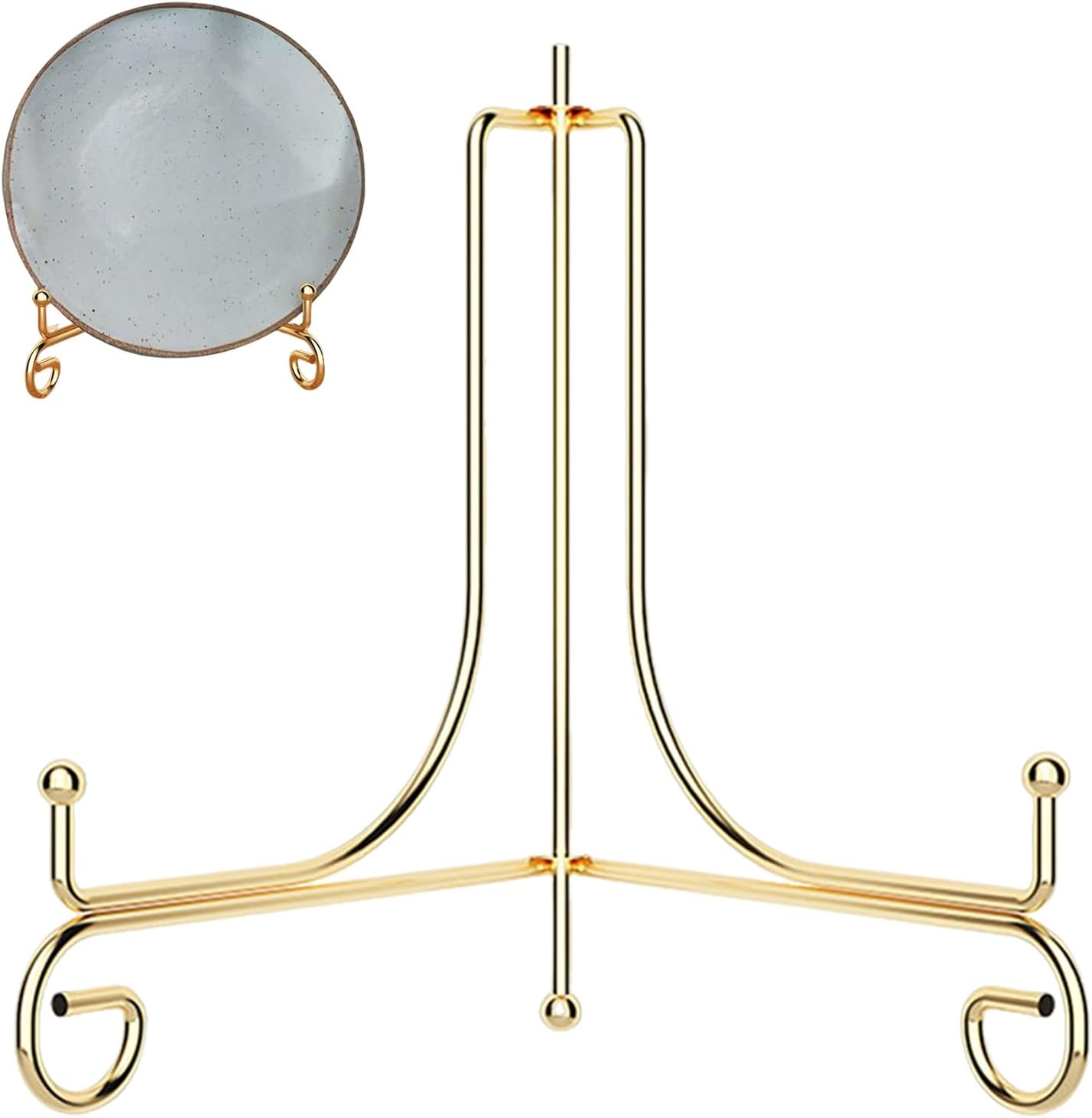Plate Stands for Display, Plate Holder Display Stand, Picture Frame Stand Metal Frame Holder Stands for Book,Small Easel,Decorative Plate,Photo and Platter,Tabletop Art Gold 4 Inch