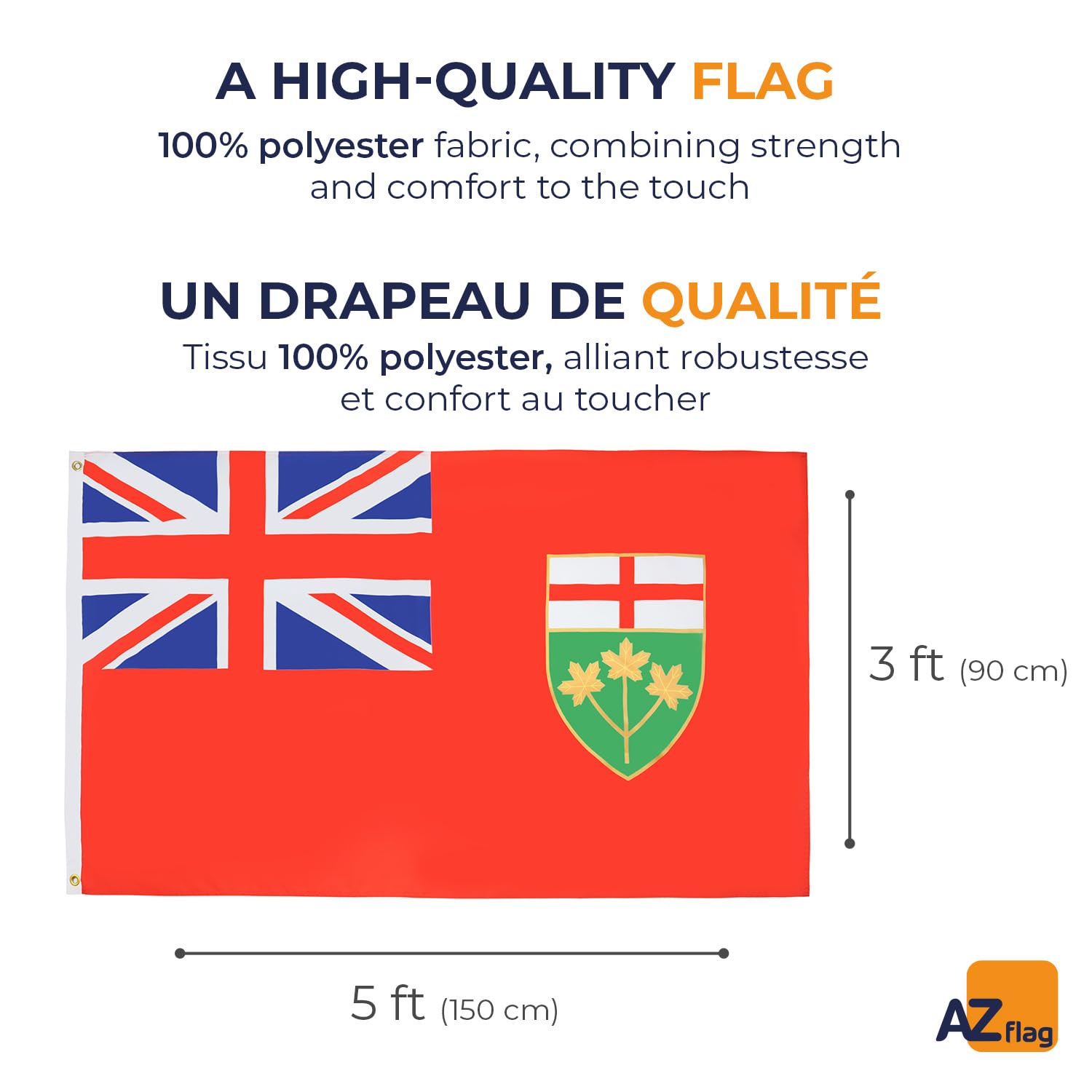 AZ FLAG - Ontario Flag - 150x90 Cm - 100D Polyester Canada