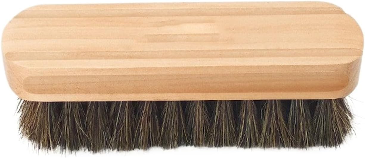 Soft Horsehair Brush Shoe Brush Coat Brush Oil Polishing Cleaning Dust Brush(Beige)