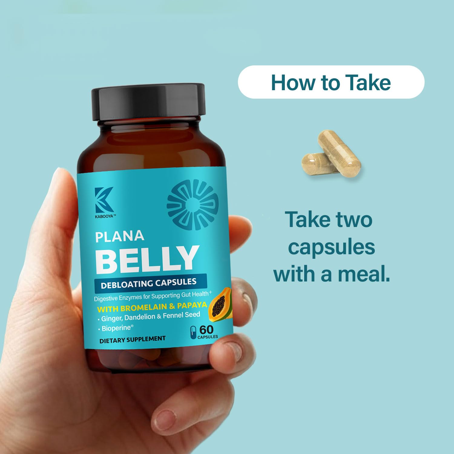 Plana Belly Debloating Supplement – Digestive Enzymes for Bloating & Gas Relief with Bromelain, Ginger, Fennel & Dandelion Root – Gut Health Support for Women & Men – 60 Capsules - Image 5