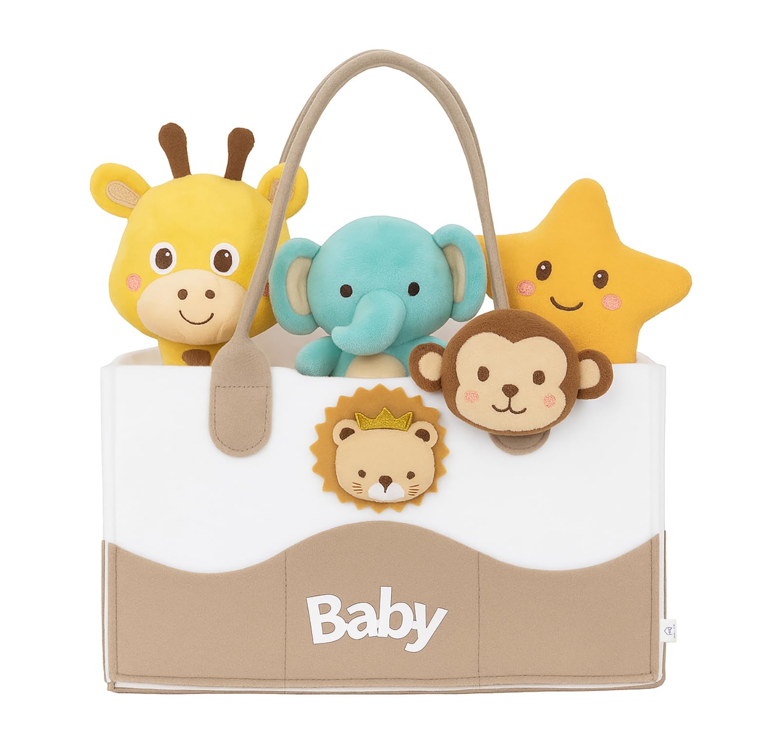 House of Quirk Baby Diaper Caddy Organizer | Portable Nursery Storage Basket for Diapers & Wipes | Baby Shower Gift & Car Organizer for Newborn Essentials – Bear White-image-34