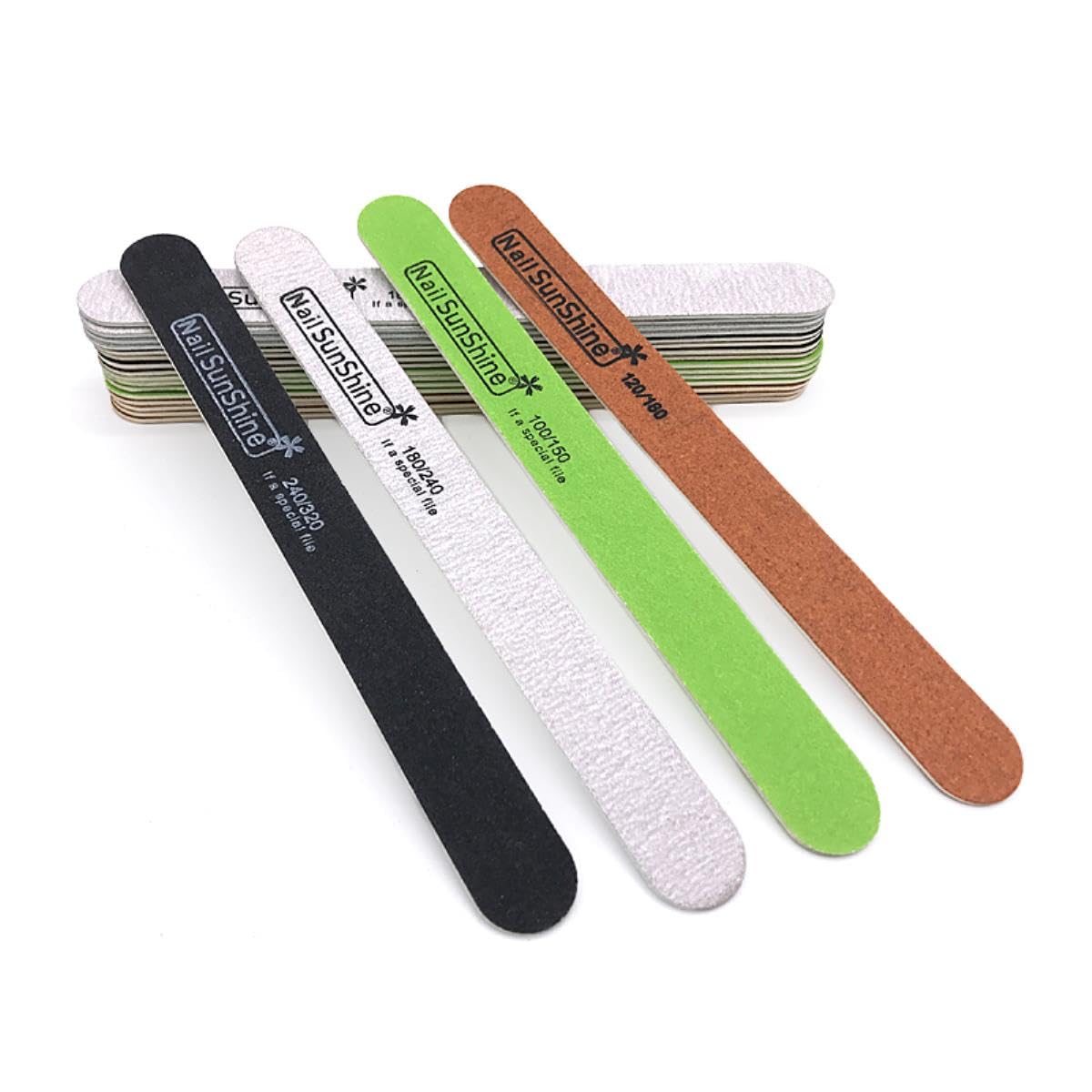 50 Uds lima de uñas de madera 80/100 100/150 120/180 180/240 240/320 lima de uñas Sunshine esmeril UV Gel polaco limas de uñas herramientas de manicura-mezcla