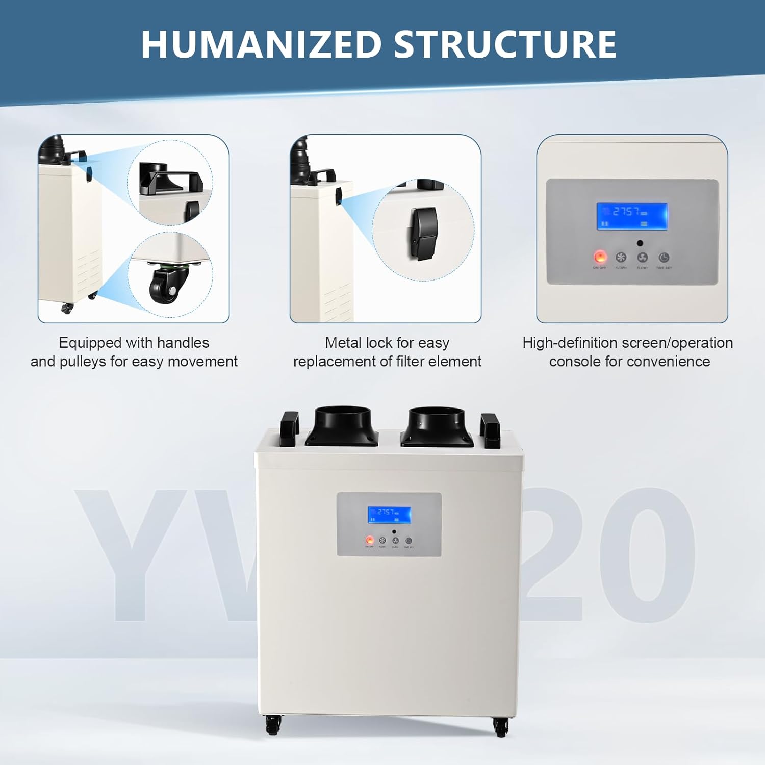 Monport YW220 Fume Extractor with 3-Layers Filter,220W Suction,Low Noise,Suitable for Soldering Stations,Engraving Machines,CNC Machine Tools,Welding Tools and More (Two Head)