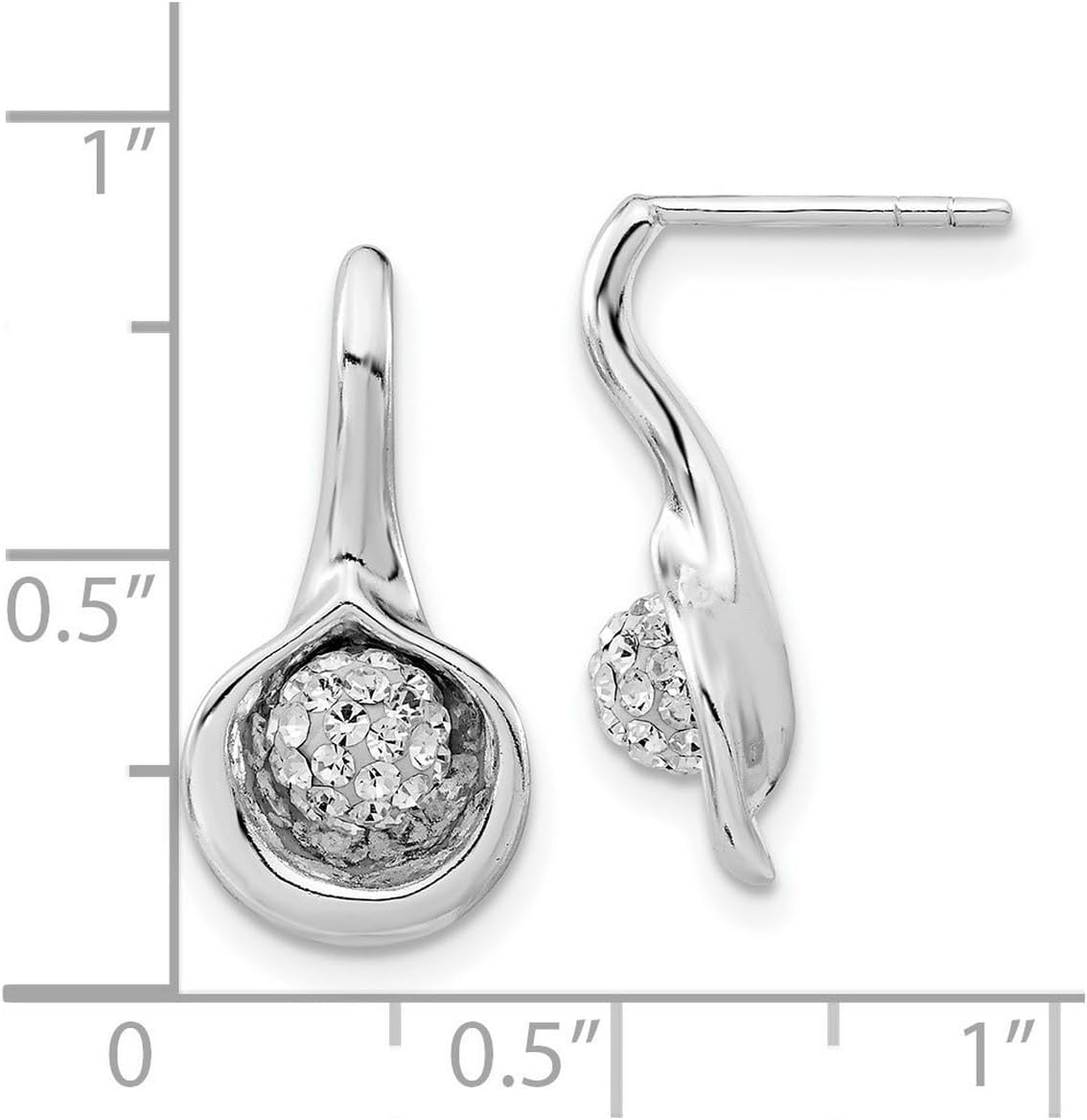 925 Sterling Silver Polished Stellux Crystal Ball Drop Post Earrings 21x11mm Wide Ball Earring for Women