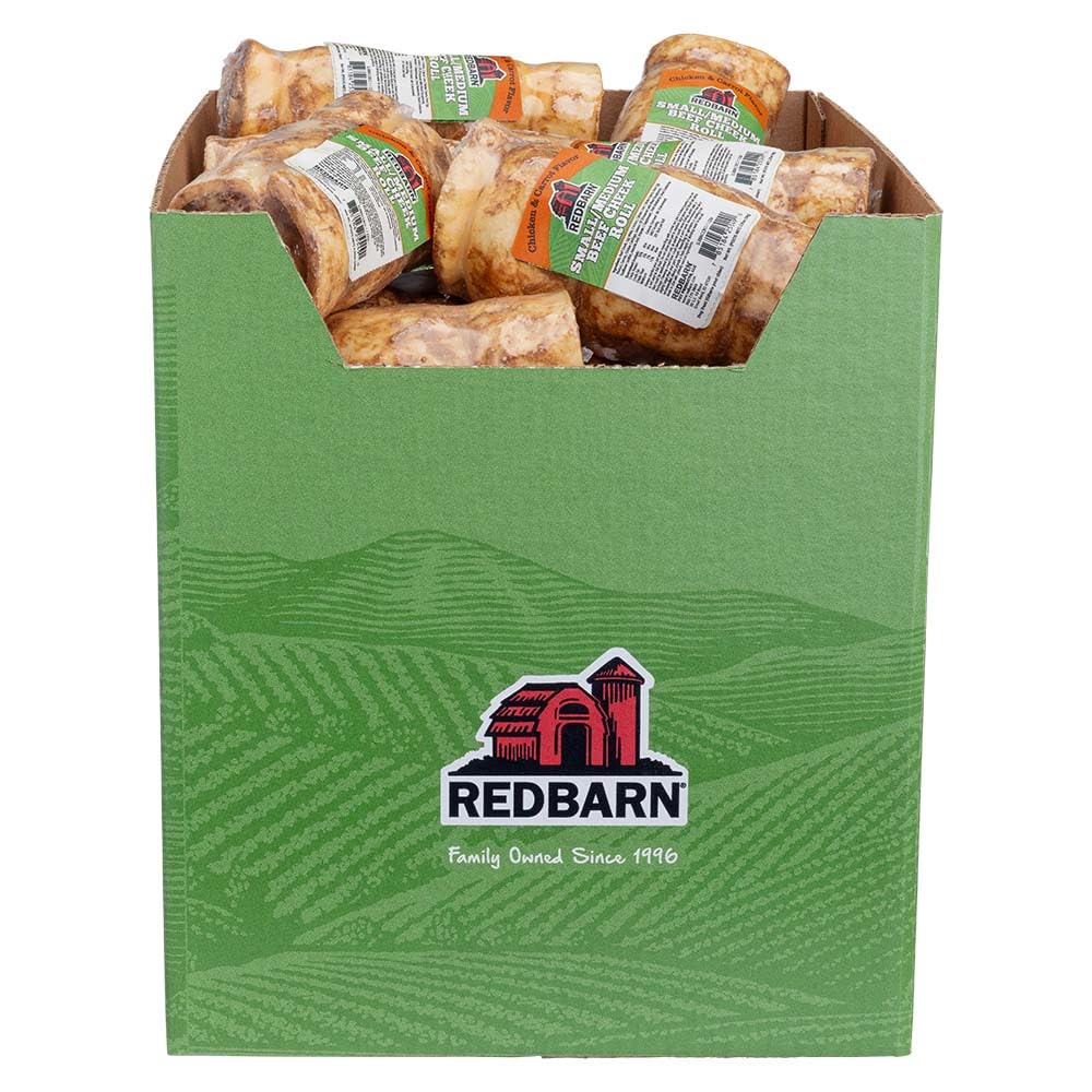 Redbarn Pet Products All-Natural Beef Cheek Rolls for Dogs, Grain-Free Cow Cheeks, Rich in Collagen, Available in Chicken & Carrot Glaze or Uncoated