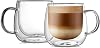 CNGLASS 480ml/16oz Double Walled Glass Coffee Mugs Set of 2,Large Clear Coffee Cups with Handle,Insulated Cappuccino Mugs for Latte,Milk,Tea