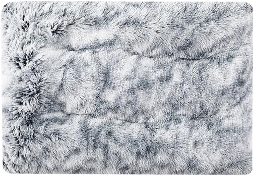 Dog and Cat Bed Plush Long Fur Mat for Pets Anti-Slip Bottom Perfect for Small and Medium Dogs and Cats (Gradient Purple, XXL)