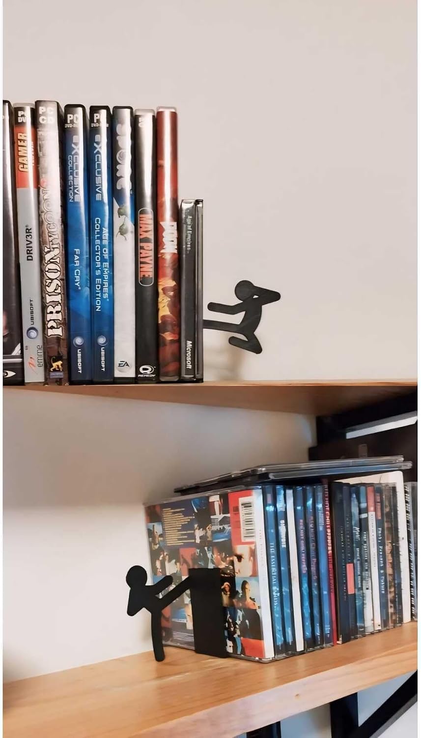 2'li Çöp Adam Kitap Tutucu, Dekoratif Kitap Standı, Tekme Atan Adam Kitap Tutucu, Stickman, UNCTKM-2