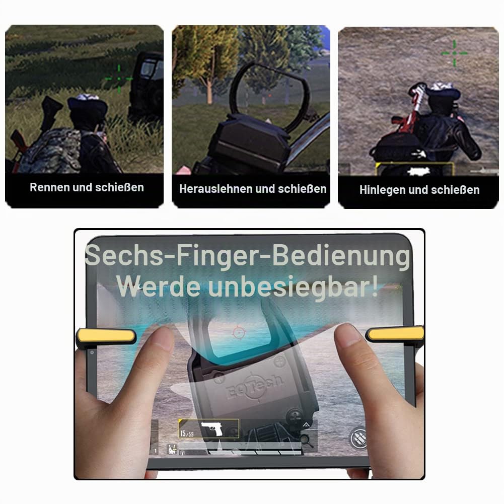Tablet Game Controller Schnellfeuer Rapid Fire Mobile 4 Trigger 6 Finger Joystick Gamepad für PUBG COD iPad Android