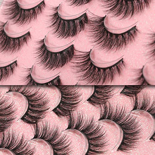 20 Pairs Eyelashes False Eyelashes Natural Look Faux Mink Lashes 8-15Mm Fluffy Wispy Fake Eyelashes No Glue(A12) #TOP4