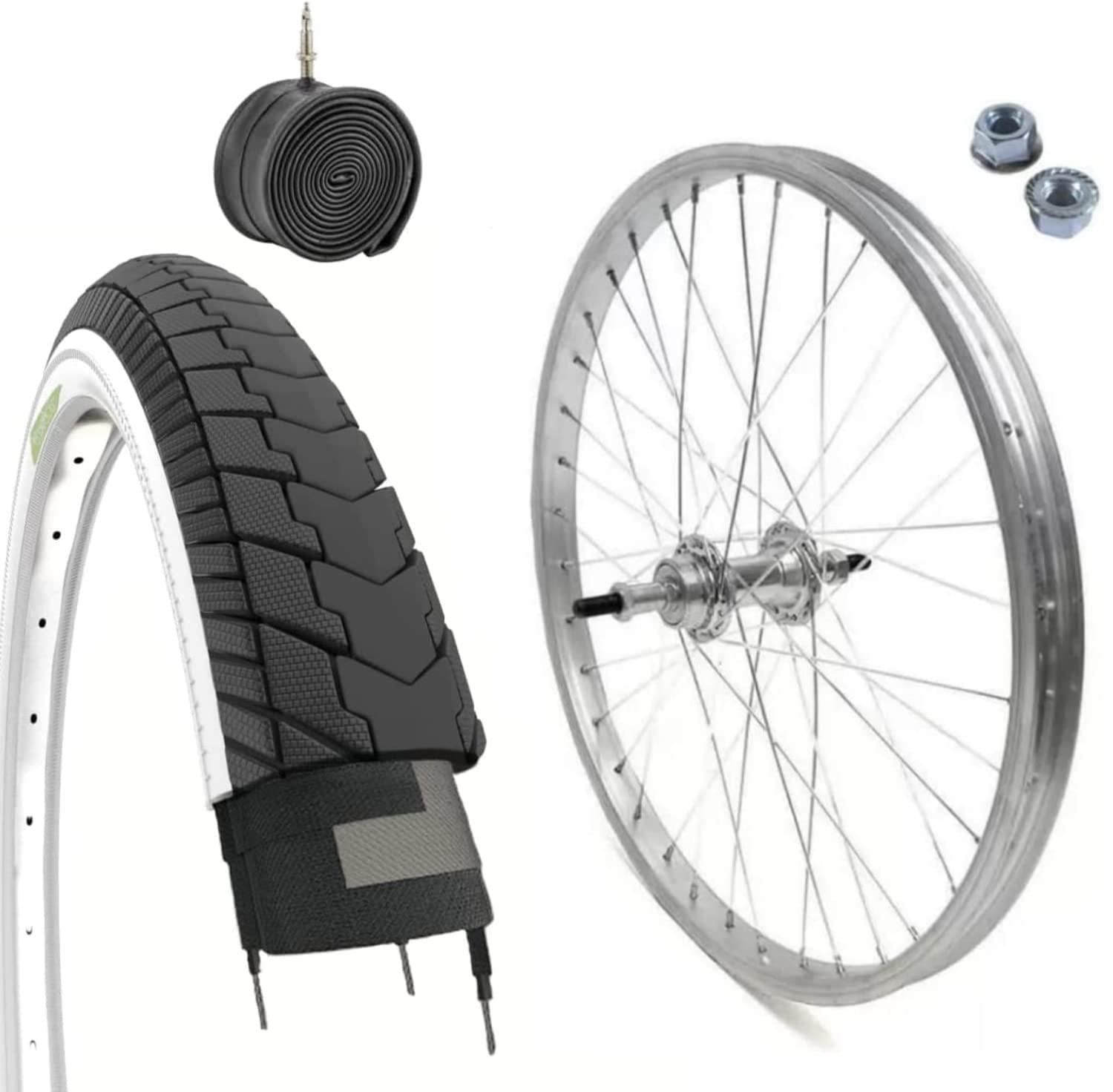 CERCHIO POSTERIORE 24 X 1.75 + COPERTONE BIANCONERO + CAMERA PER CITY BIKE OLANDESINA BICI CON CAMBIO 6/7 VELOCITA’
