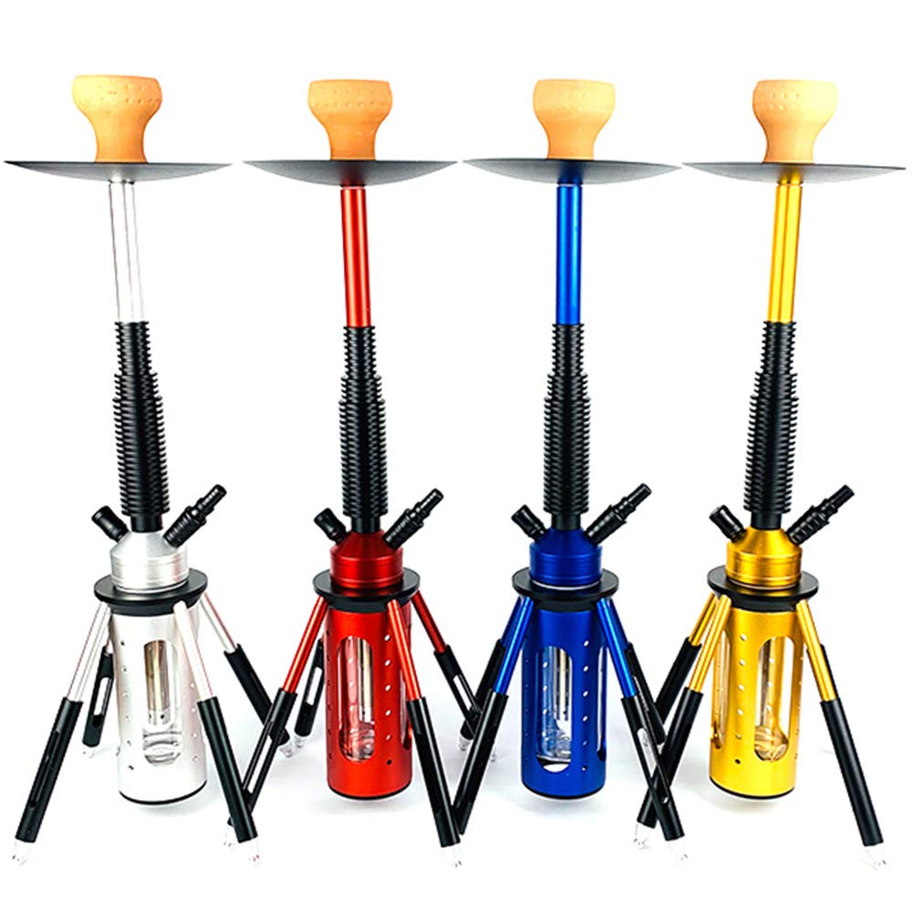 Pipa de cachimba Shisha de Manguera única con un tazón, Rejilla de carbón, Abrazadera de carbón y Accesorios de Papel de Aluminio con Aislamiento térmico Kit de Inicio Completo,Rojo