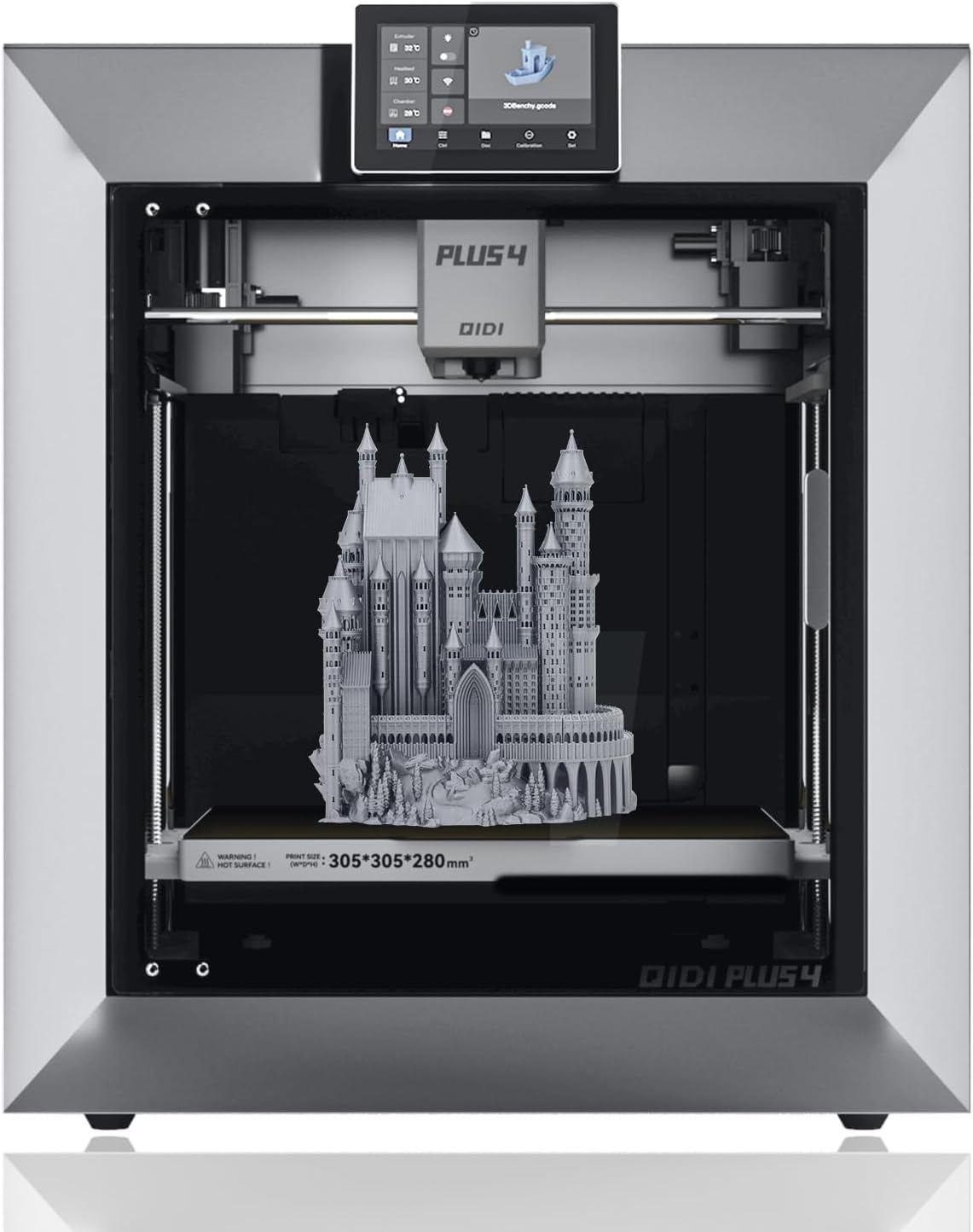 QIDI PLUS4 3D Printer, Max 600mm/s High-Speed Printing, Gen 2 65℃ Active Chamber Heating, Fully Auto-leveling & Auto-calibration, 370°C Direct Extruder with Integrated Nozzle, Print Size 305x305x280mm