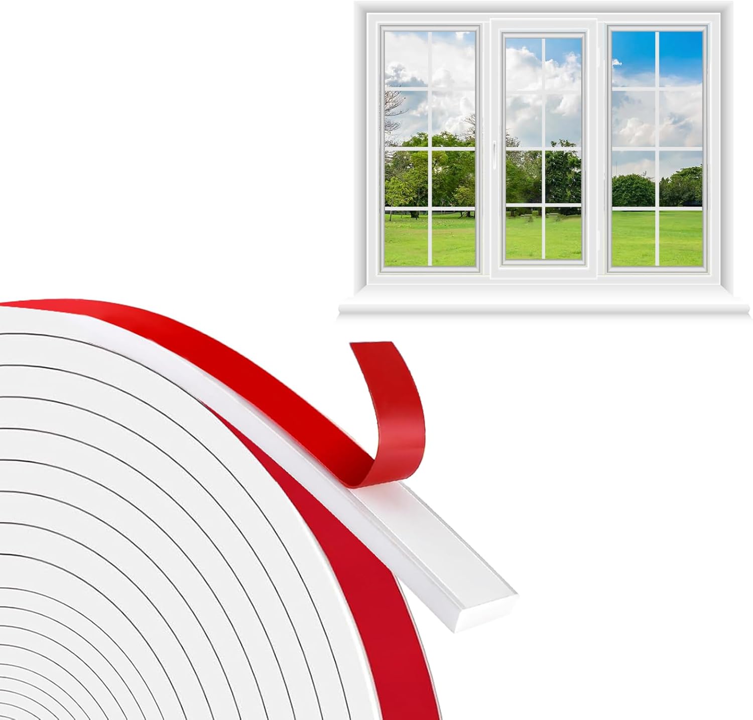 Storystore Window Grid Kit, 0.59inx68ft Window Grille Inserts Grid Kit, White TPE Self-Adhesive Peel and Stick Trim Molding, Flexible Windows Mullions for Windows Door Frames Home Decoration 0.59inx68ft White