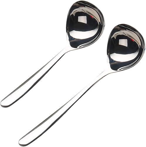 Cuchara de sopa de acero inoxidable 304 espesada pequeña sopa Shell salsa cuchara de avena cuchara 2pcs