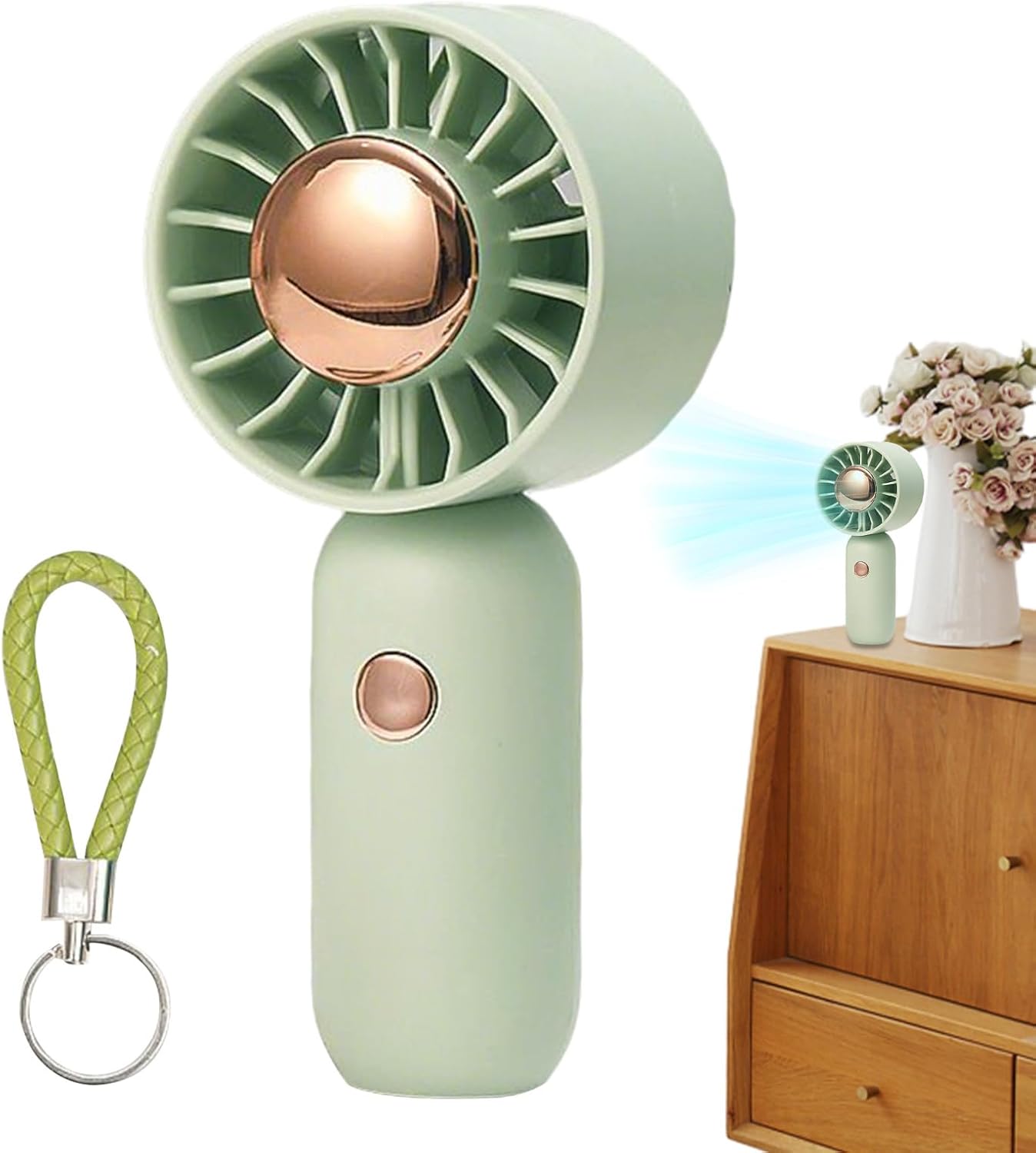 Hand Held Fan – Small Cooling Portable Fan for Travel – 3 Speeds Rechargeable Cool Gadgets with Lanyard for Travel Women Men Kids Desk Bedroom Camping Beach Picnic Vacation