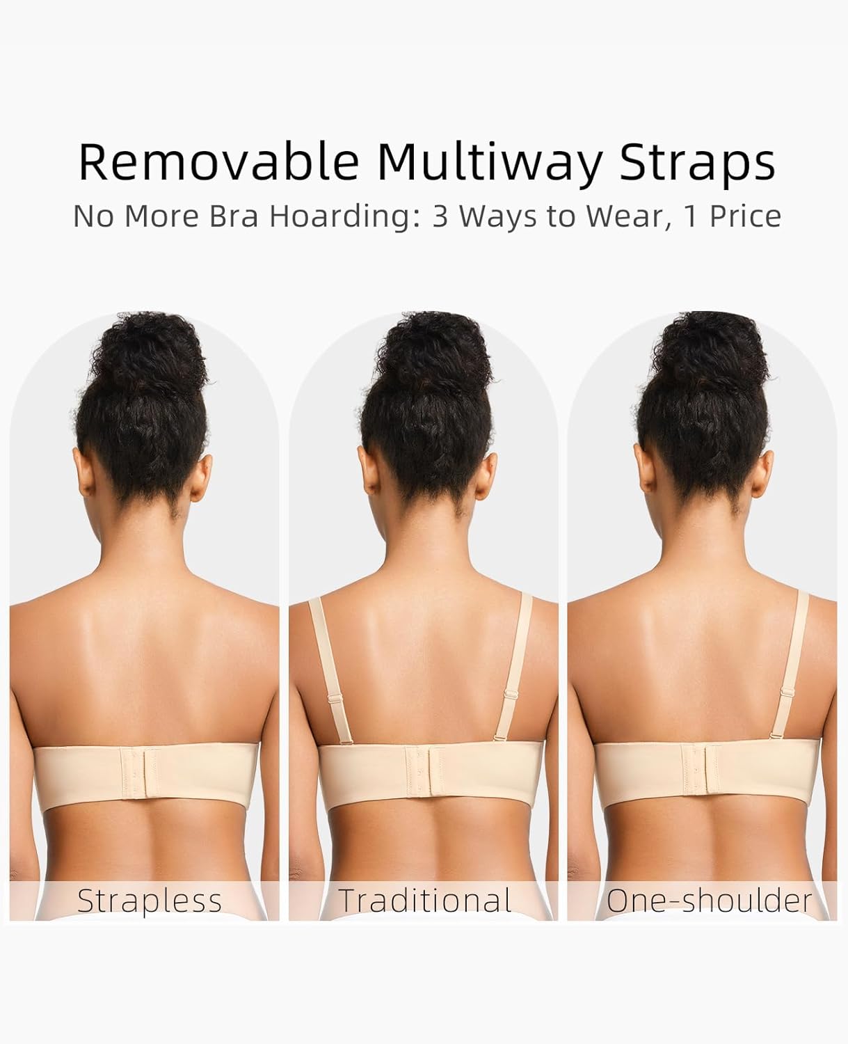 Plus Size Strapless Bras for Women Underwire Padded Bandeau Bra with Clear Straps - Image 2