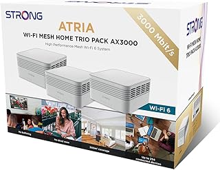 STRONG ATRIA AX3000 Mesh Wi-Fi 6 System: Coverage up to 5,000sq.ft, Connects 254 Devices, 3 Gigabit Ports/Node, Enhanced Performance with 160 MHz Channels, App Control, Simple Setup (3 Packs)