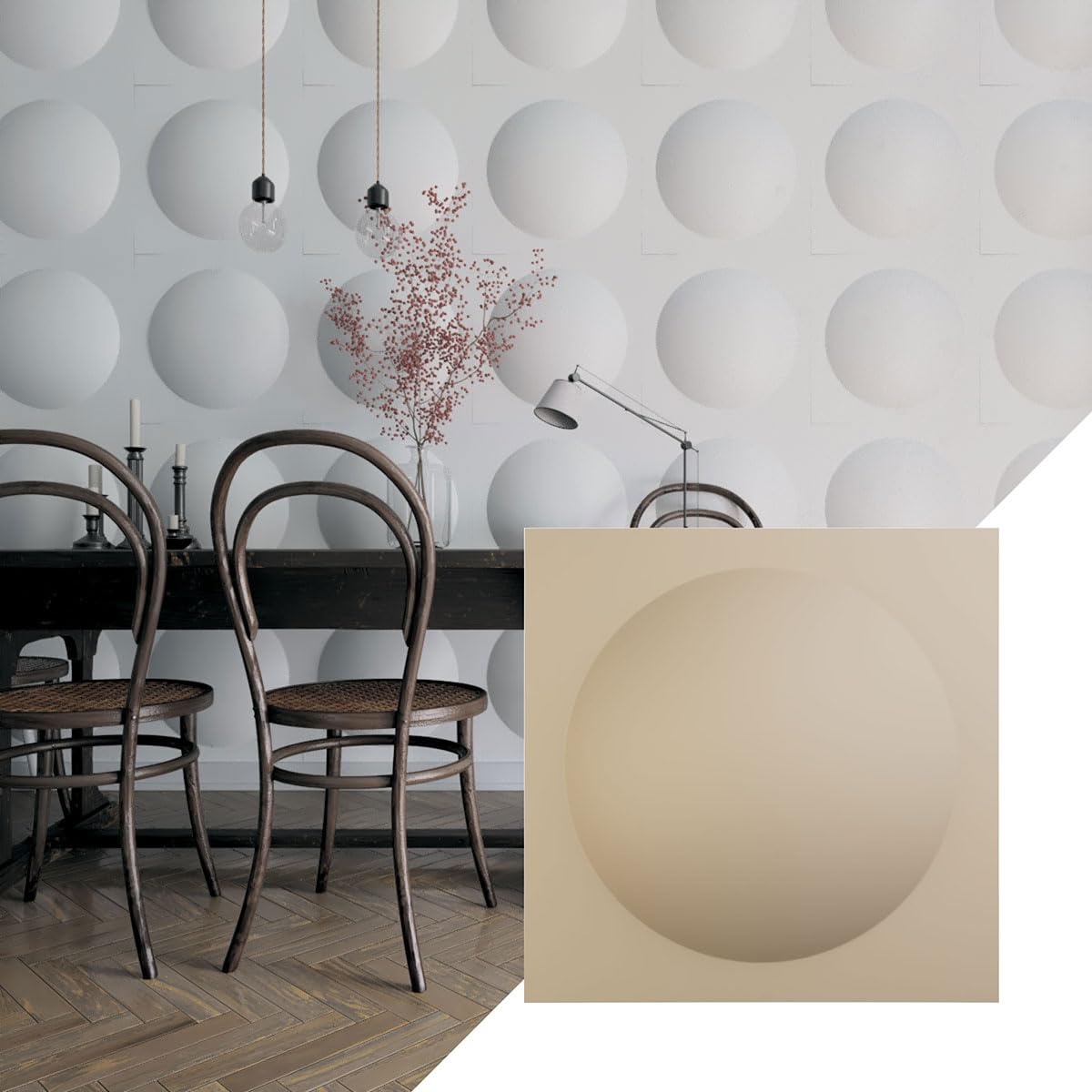 Paneles de pared termoformados beige Ekena Millwork WP20X20SNGBE revestimiento 3D