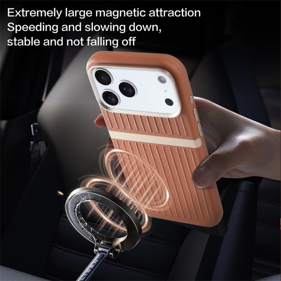 Étui en Cuir magnétique pour iPhone 15 avec Chargement sans Fil et Coque élégante (pour iPhone 15/Noir)