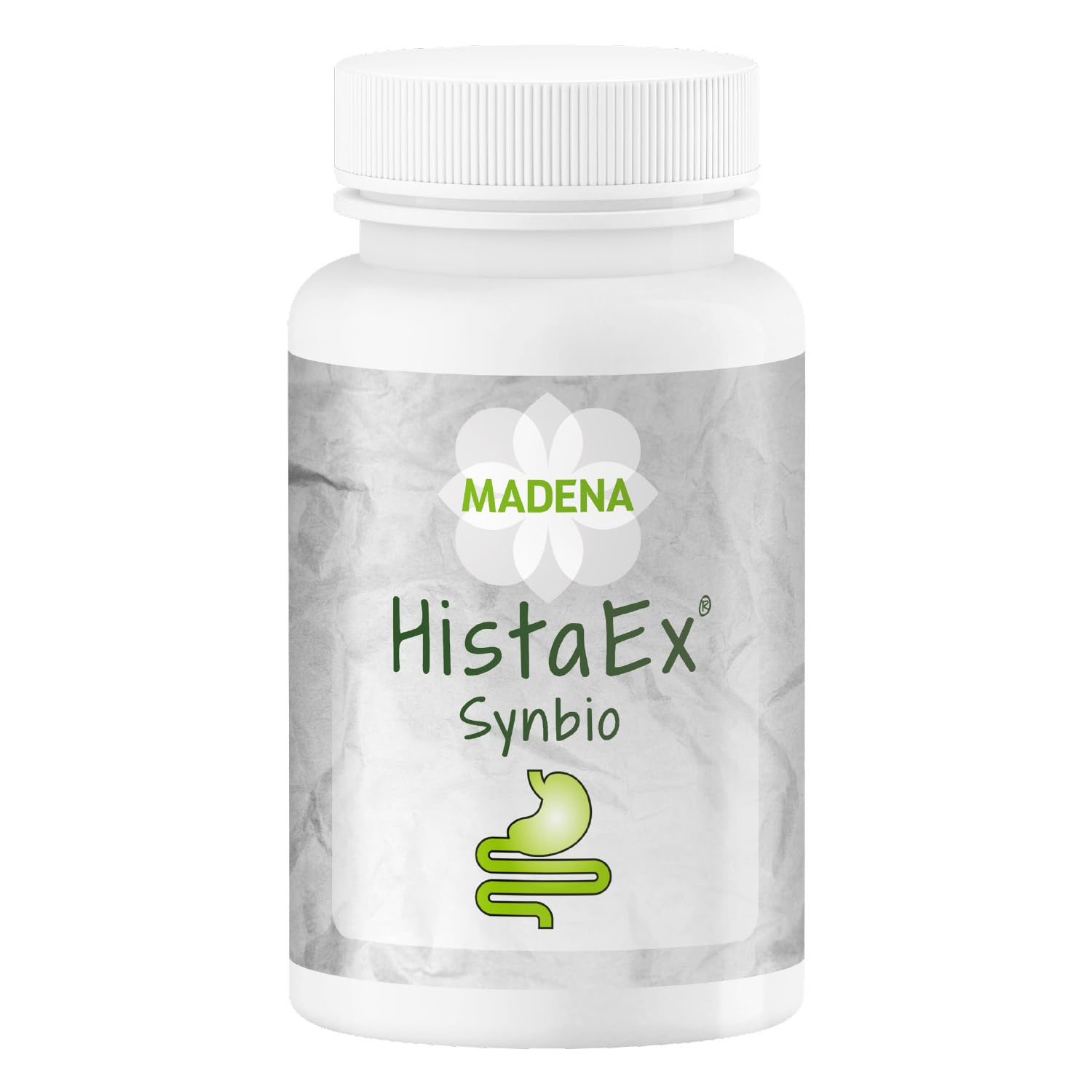 MADENA HistaEx Synbio – Milchsäurebakterien und Bifidobaktieren bei Histaminintoleranz und Fruktoseintoleranz – 60 Kapseln + 2 lösliche Ballaststoffe, Tagesdosierung von 20 Mrd. Keimen