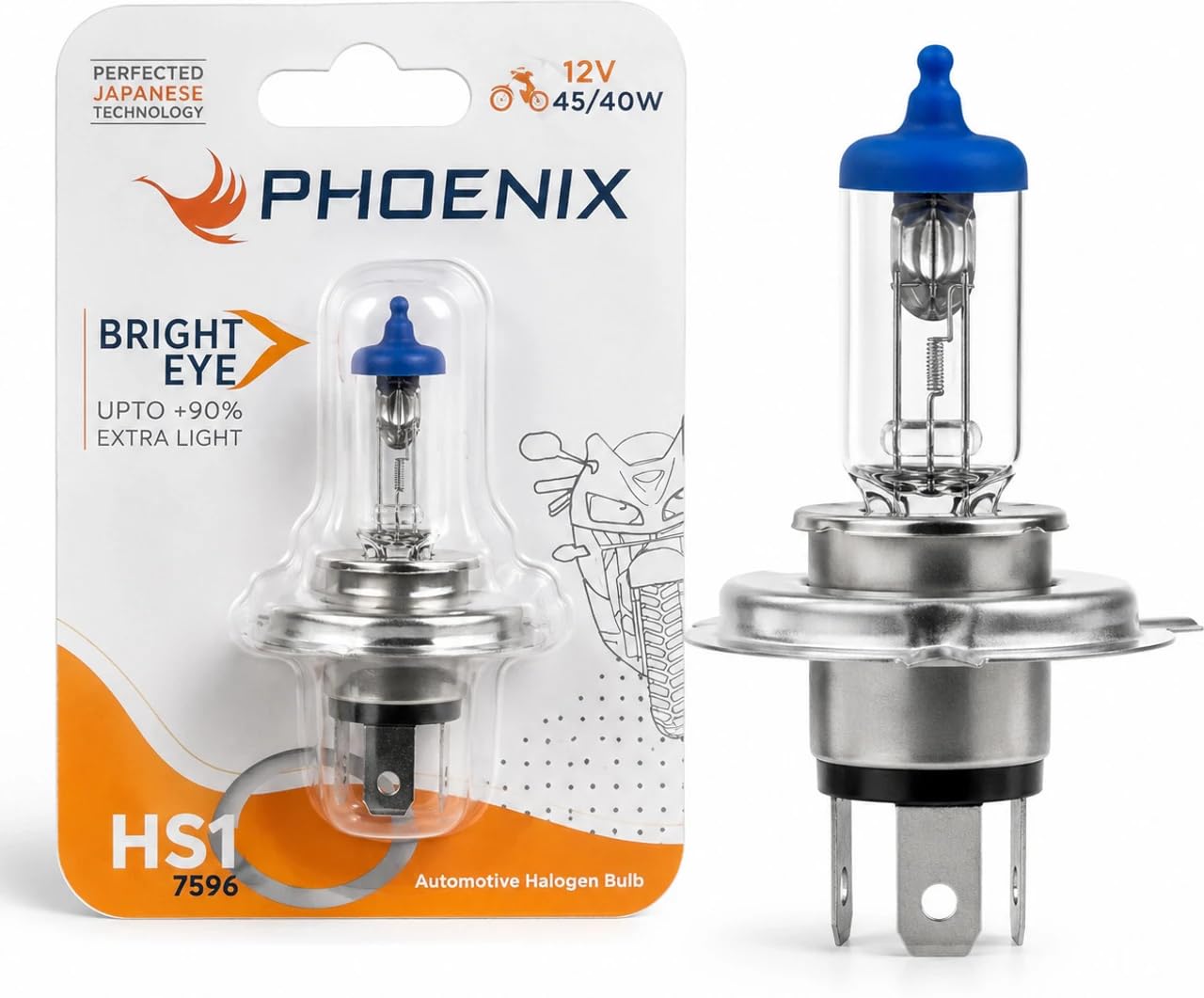 BRIGHT EYE HS1 Px43t Phoenix 7596 12V, 45/40W Headlight Bulb for 2 Wheelers (Blister Pack), Halogen, White-image-33