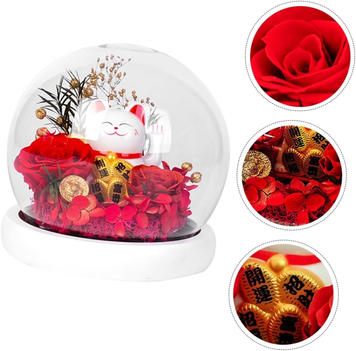 1pc Eternal Flower Rose Glass Dome Cat Adornment Creative Preserved Flower Box for Christmas Valentine Day and Special Occasions Unique Floral Decor