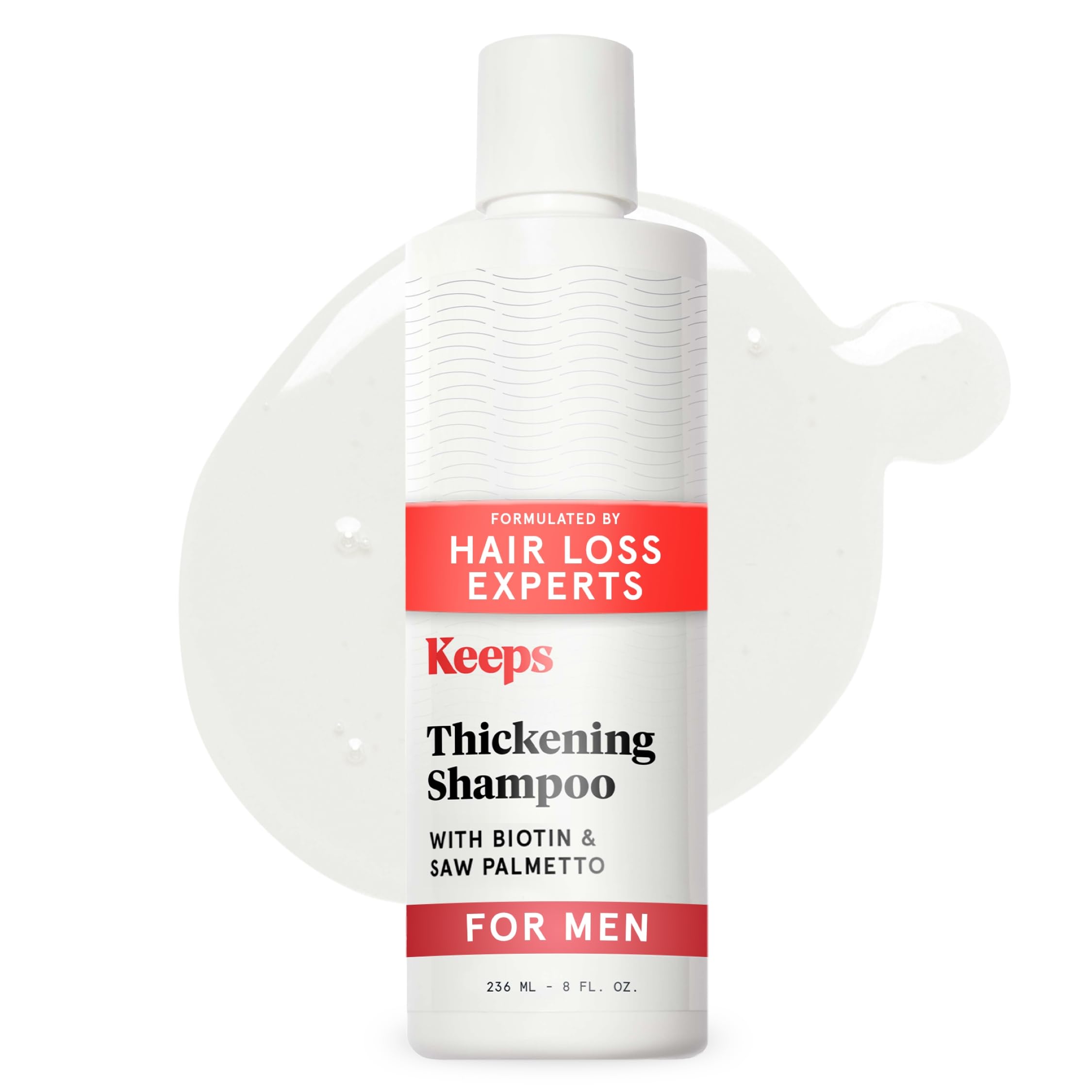 Keeps Hair Thickening Shampoo for Fuller, Thicker Looking Hair, 8 Ounces - Hair Loss, Thinning & Regrowth Treatment - DHT Blocker for Men - Infused with Biotin, Caffeine, & Saw Palmetto