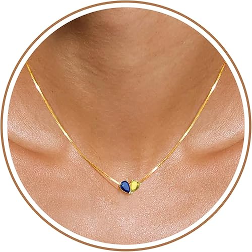 Birthstone Necklace for Women Dainty Gold Necklace with 2 Birthstone Christmas Stocking Stuffers Teen Girl Gifts Trendy Stuff Birthday Gift Moms 2025 Graduation Gift Adjustable Anniversary Jewelry for Daughter Girlfriend Friend
