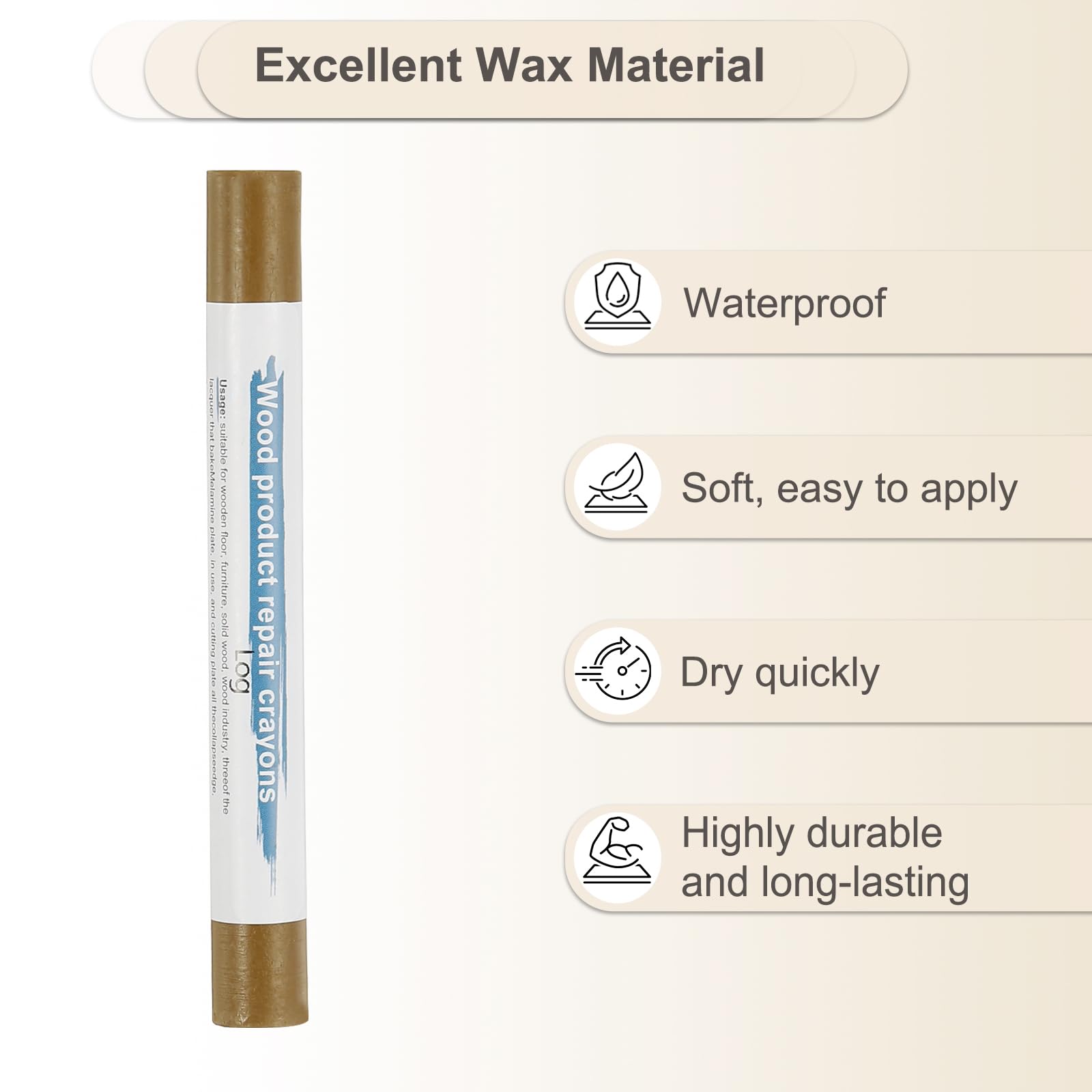 PATIKIL Furniture Repair Crayons, 2 Pcs Wax Wood Filler Sticks Wood Wax Crayons for Scratches Wood Floor Holes Tables Wood Color - Image 3
