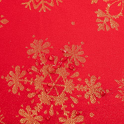 Metallic Snowflake Christmas Table Cloth, No-Iron Stain Resistant Spill-Proof Fabric Tablecloths, Sparkling Snowflakes Lurex Woven Table Cover for Holidays, Party Decorations, Red, 60\"X84\"