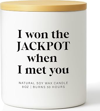 Gifts for Him Her Couple Valentines Day Candle Lucky in Love Soy Wax Candles, Romantic Gift for Girlfriend Boyfriend Wife Husband Anniversary Birthday Gifts for Women Men Couples Valentine Candle