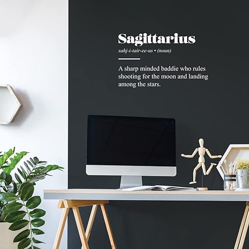 Miniatura 2 de Calcomanía de vinilo para pared, definición de signo del zodiaco Sagitario, 12.5 x 25 pulgadas, calcomanía inspiradora de astrología moderna y