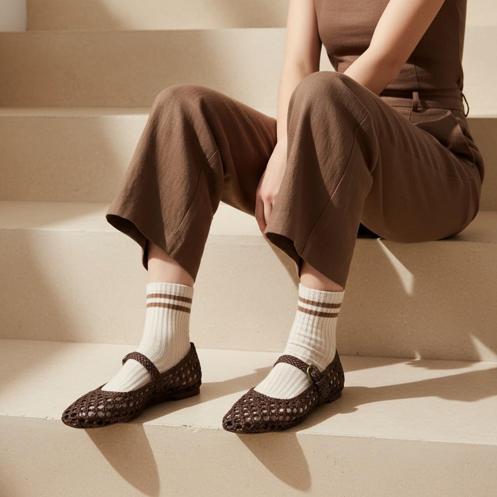 CUSHIONAIRE Weston Hand Woven Mary Jane Flats for Women, Comfortable Dressy Ballet Flats with Braided Adjustable Buckle and Memory Foam Cushioning - Image 3