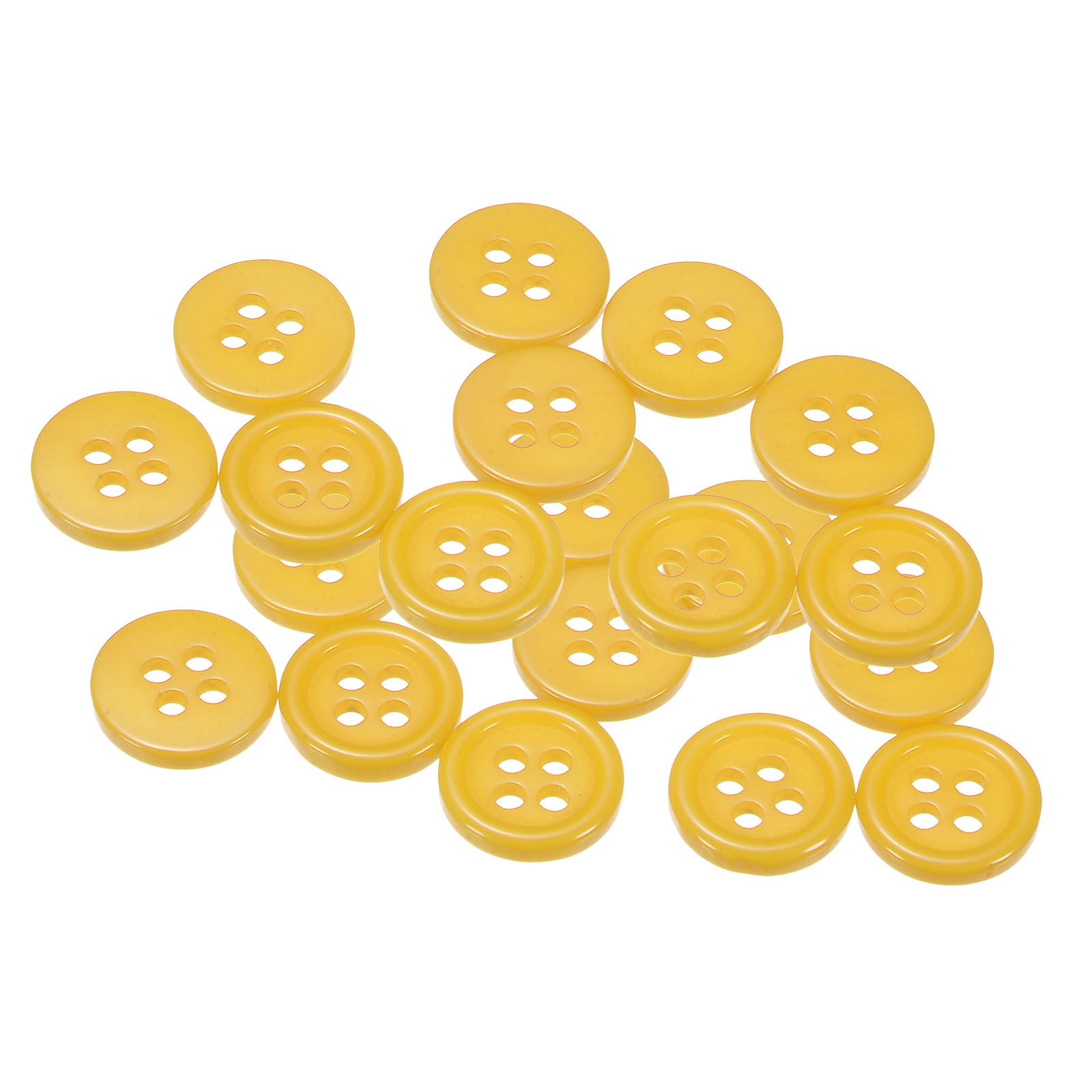 QUARKZMAN 20 Stück Knöpfe 11,5mm Bastelknöpfe Gelb Nähknöpfe Harz Rund Flach 4-Loch Kunststoffknöpfe für Nähen DIY Handwerk Scrapbooking Dekorieren Kleidung Mänteln Blusen Hemden